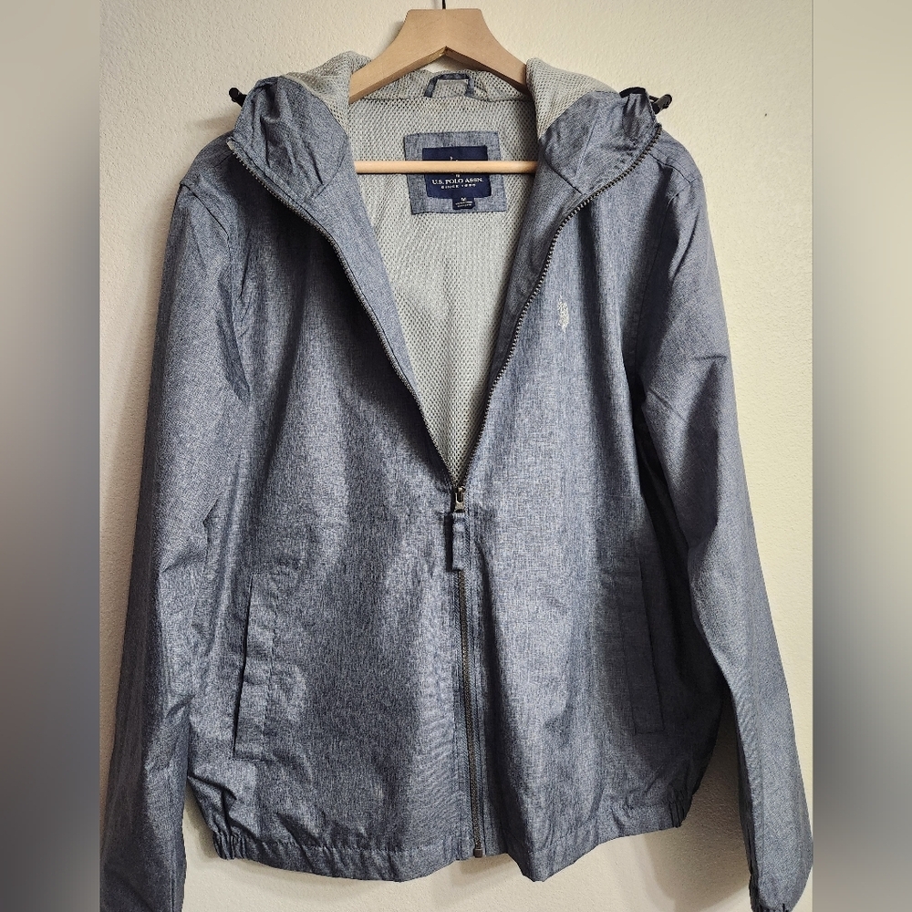 US.POLO.ASSN. Gray Jacket for Men Medium Windbreaker